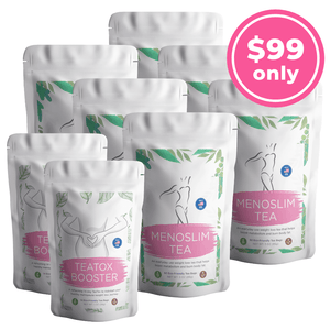 LIMITED TIME OFFER: 6 MORE Pouches of MenoSlim Tea + 2 FREE TeaTox Booster