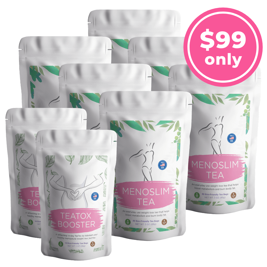 LIMITED TIME OFFER: 6 MORE Pouches of MenoSlim Tea + 2 FREE TeaTox Booster